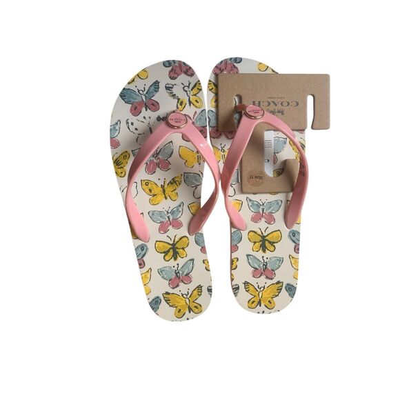 Coach Zayn Butterfly Print Flip Flops Women’s Size 11 Pink Sandals, NWT - Picture 4 of 6